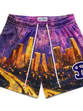Adult BKTSQD Los Angeles Skyline Mesh Shorts